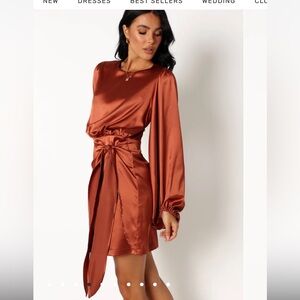Rust tie front mini dress NWT
